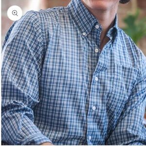 Men’s Onward Reserve Blue Plaid Tailored Fit Button-Down Long Sleeve (L)
